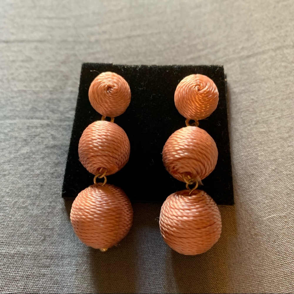 Light Pink and Gold 3 Drop Ball Earrings